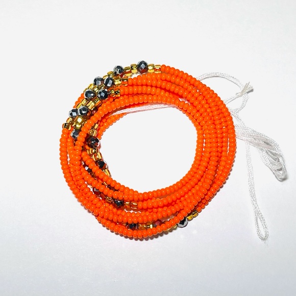 Small African orange waist beads - Picture 2 of 6